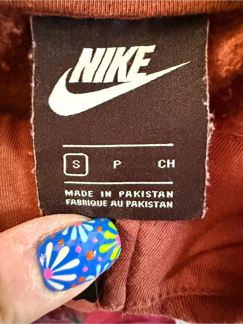 Nike Brick Red Quarter Zip with White Swoosh Tag, size S Oversized